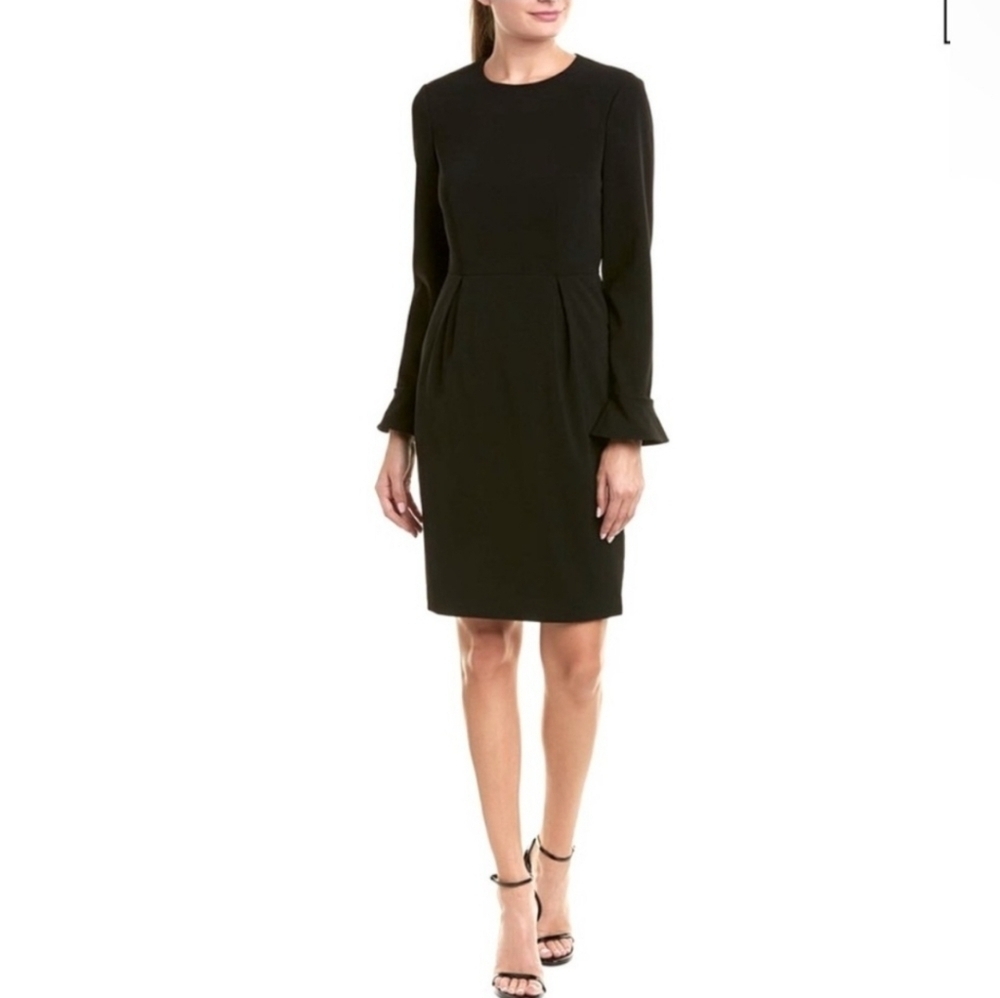 NWT Ted Baker Flared Cuff Pencil Dress Black 6 Long Sleeve Sheath Careerwear